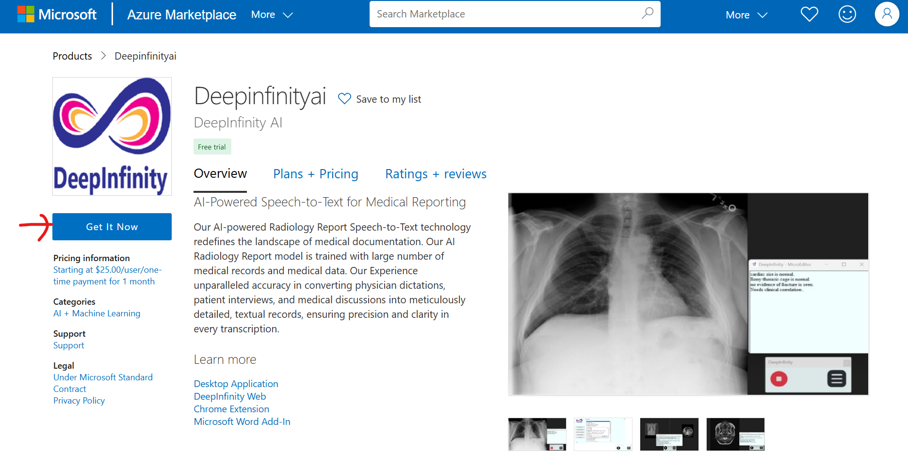 DeepInfinity AI Azure Marketplace